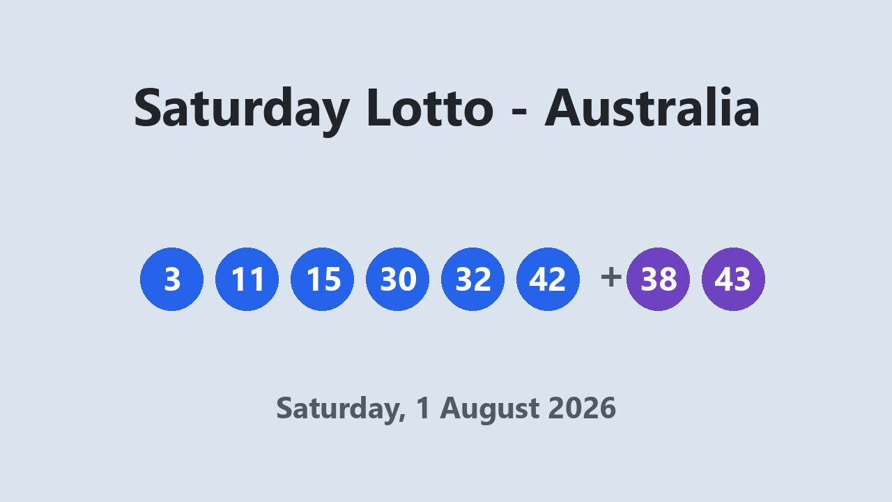Saturday Lotto results 1 August 2026