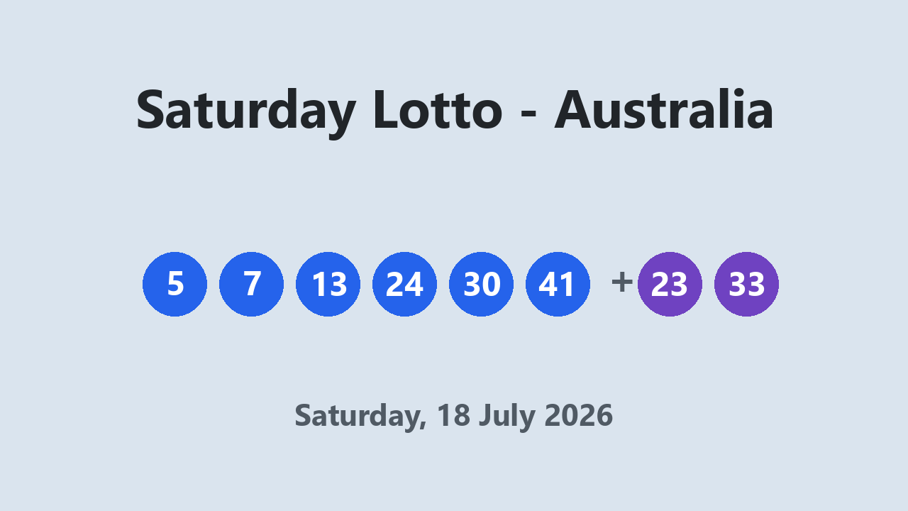 Saturday Lotto results 18 July 2026