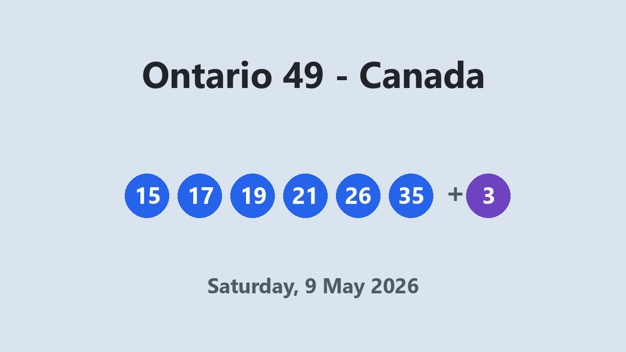Ontario 49 results 9 May 2026