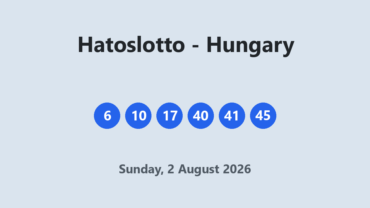 Hatoslotto results 2 August 2026
