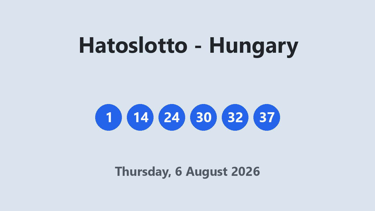 Hatoslotto results 6 August 2026