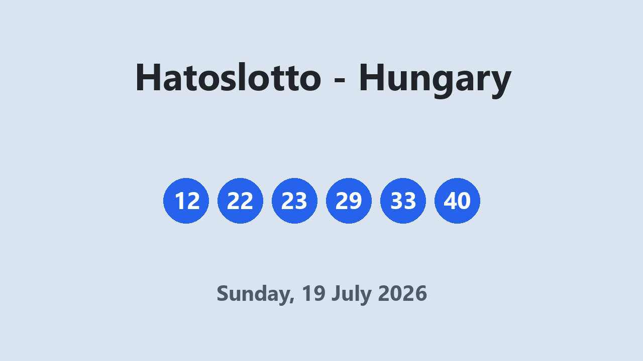 Hatoslotto results 19 July 2026