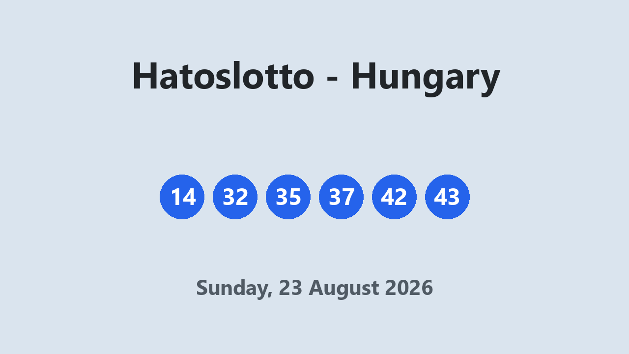 Hatoslotto results 23 August 2026