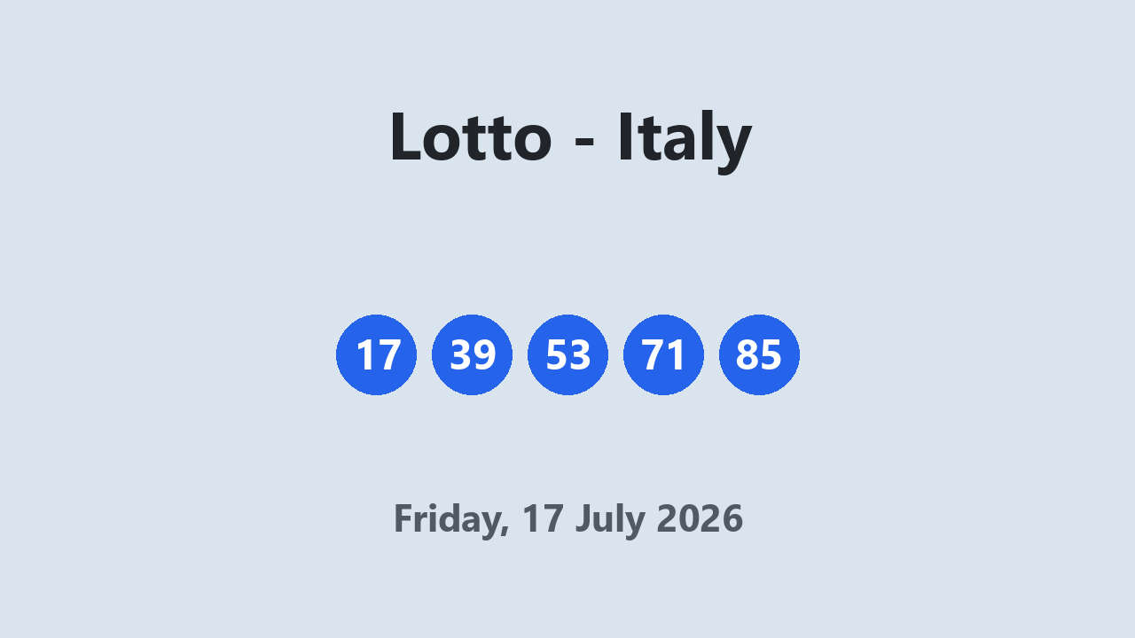 Lotto results 17 July 2026