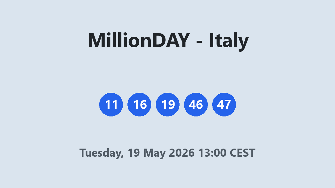 MillionDAY results 19 May 2026 13:00 CEST