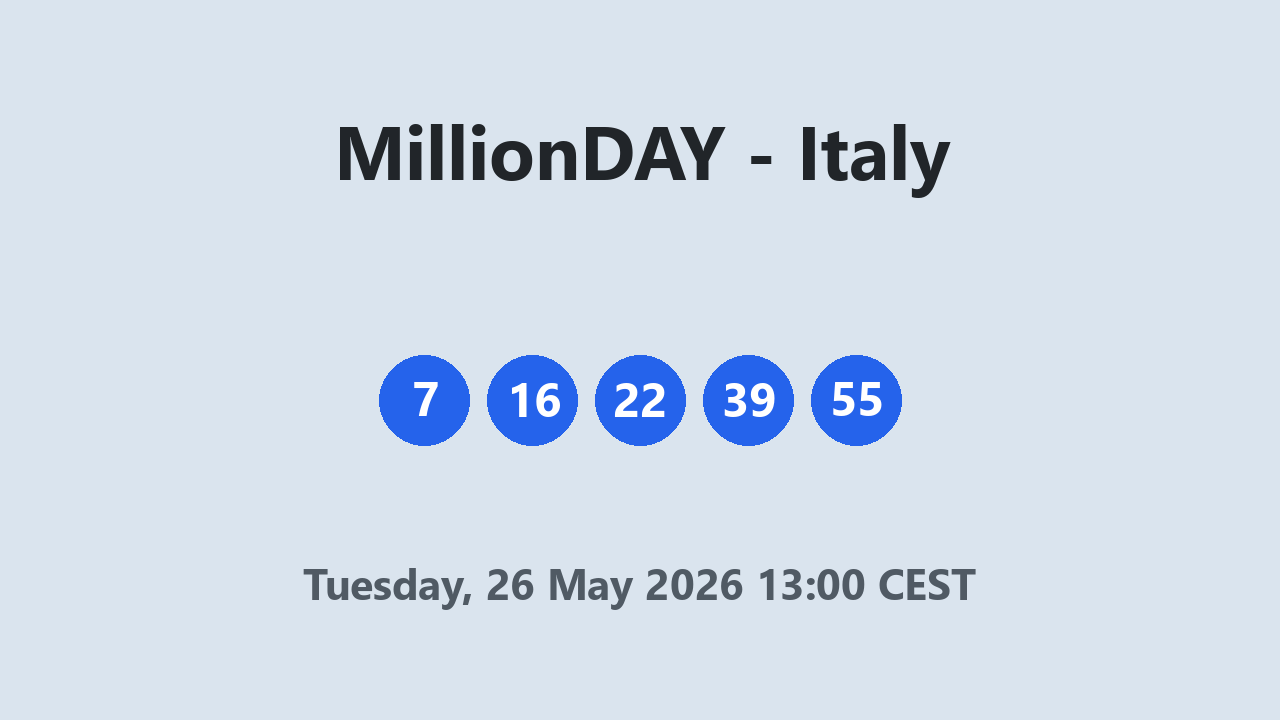 MillionDAY results 26 May 2026 13:00 CEST