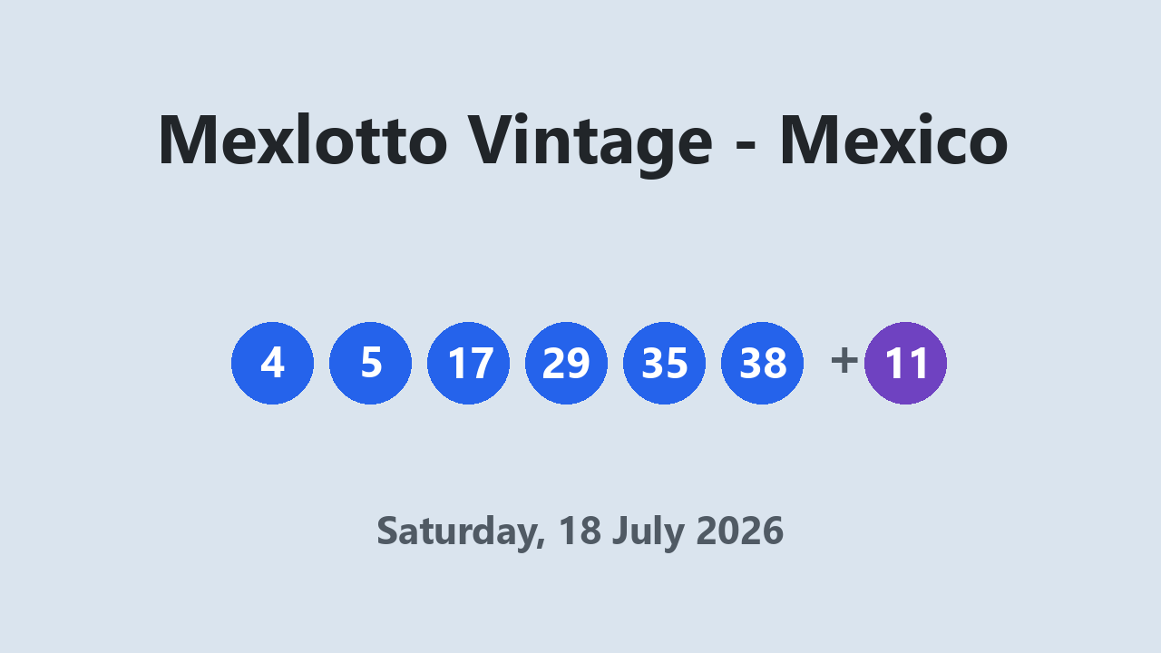 Mexlotto Vintage results 18 July 2026