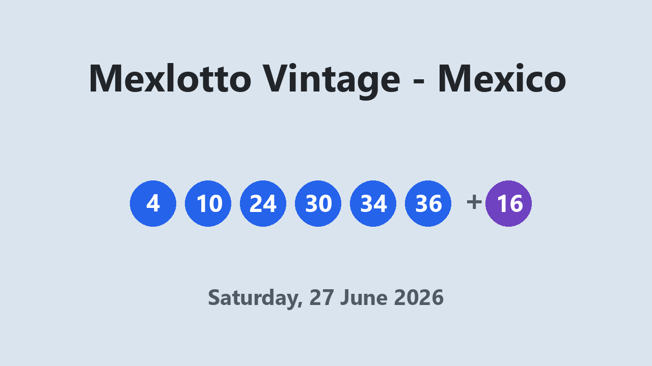 Mexlotto Vintage results 27 June 2026