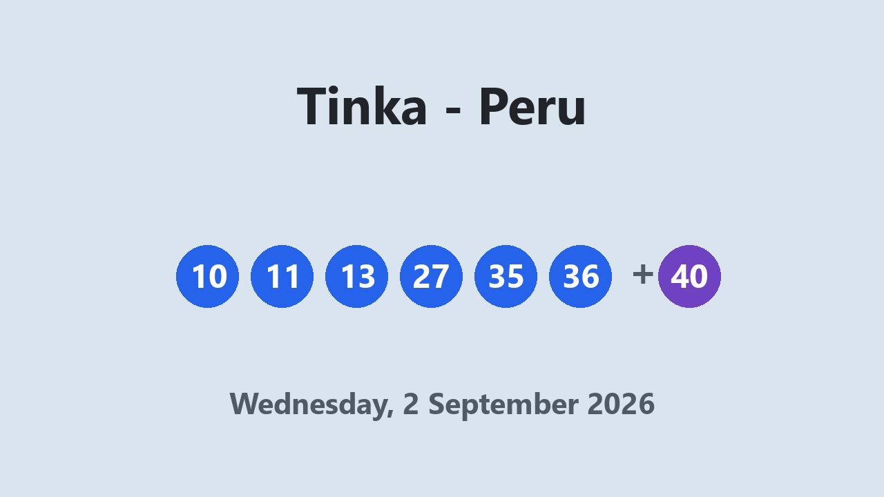 Tinka results 2 September 2026