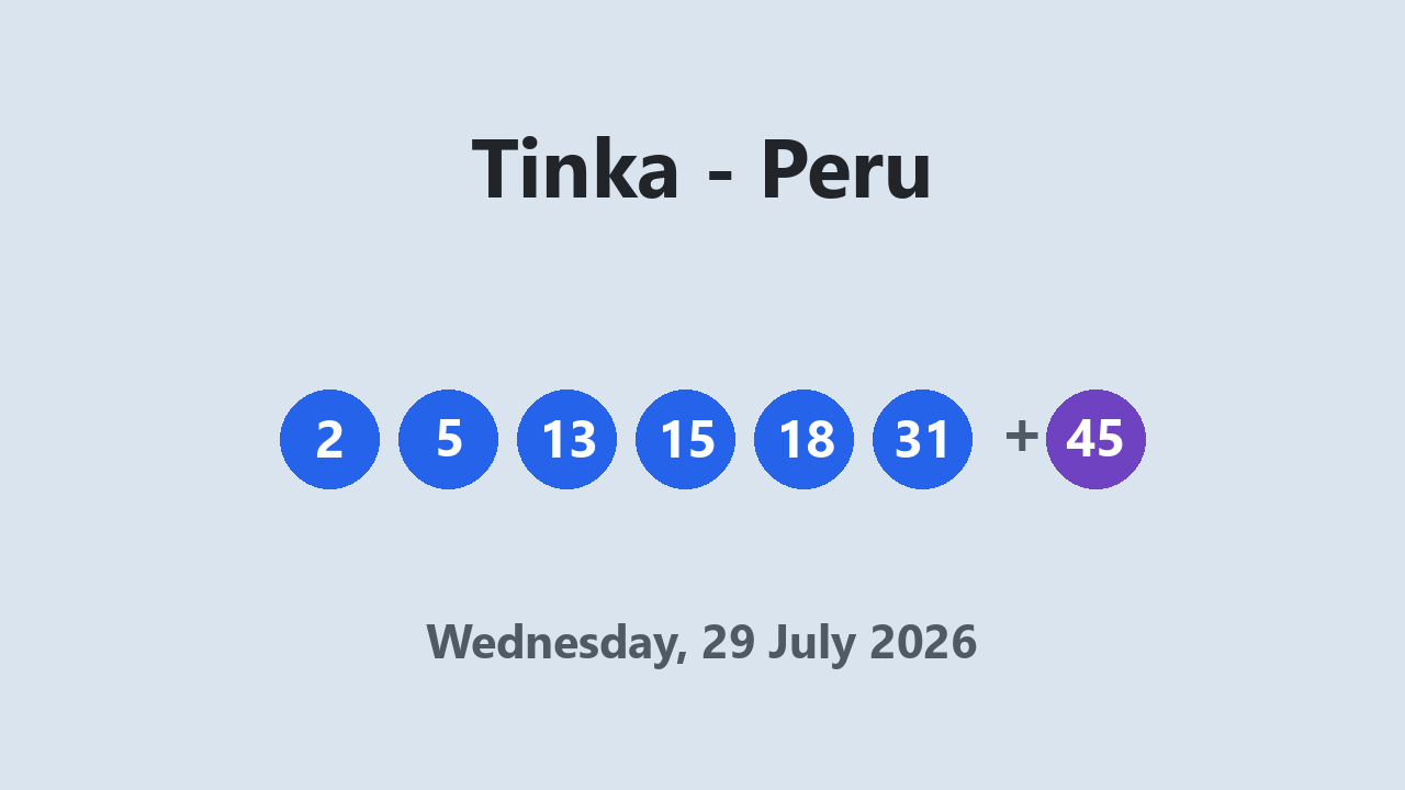Tinka results 29 July 2026