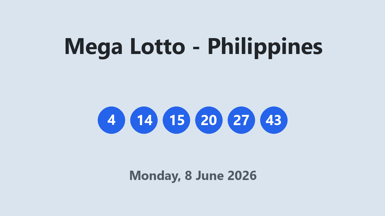 Mega Lotto results 8 June 2026