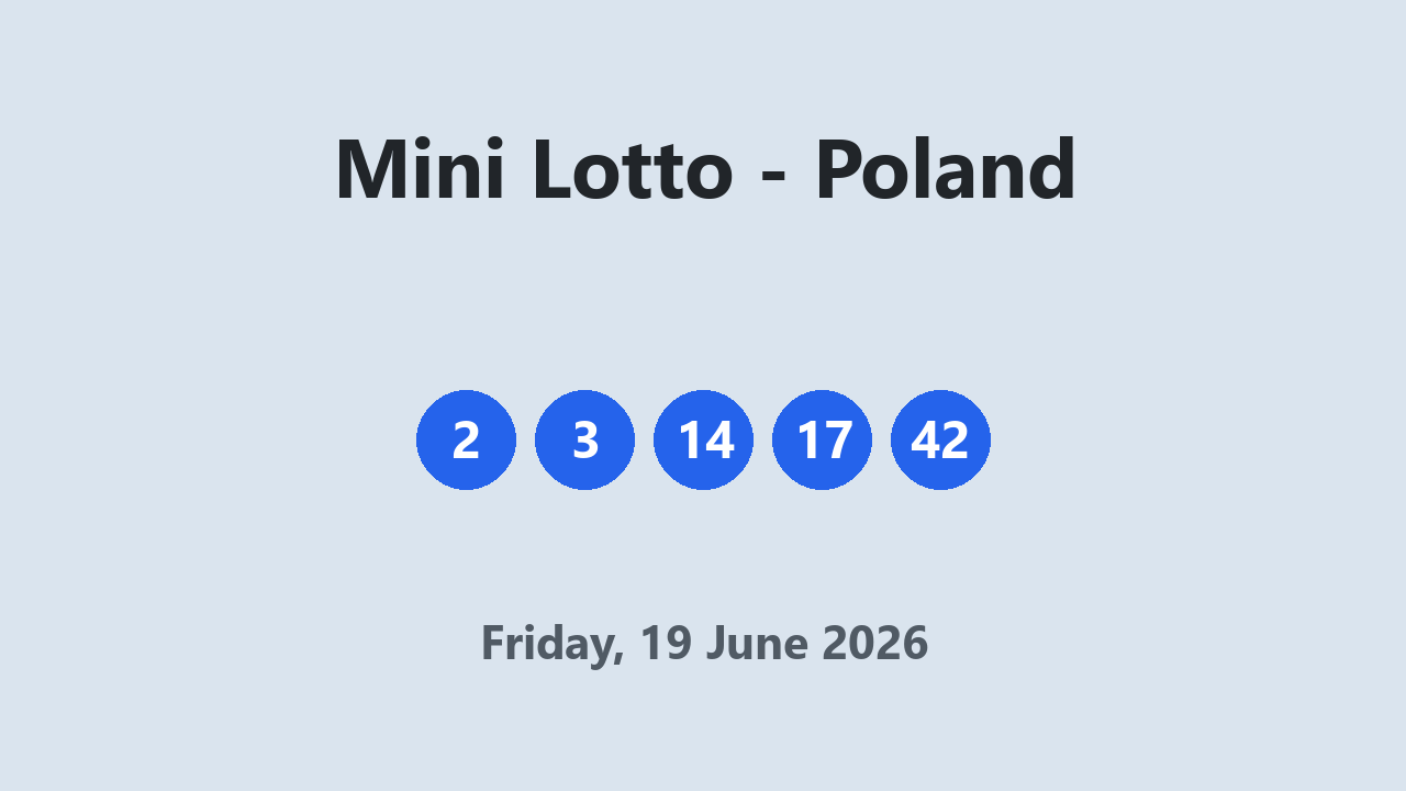 Mini Lotto results 19 June 2026