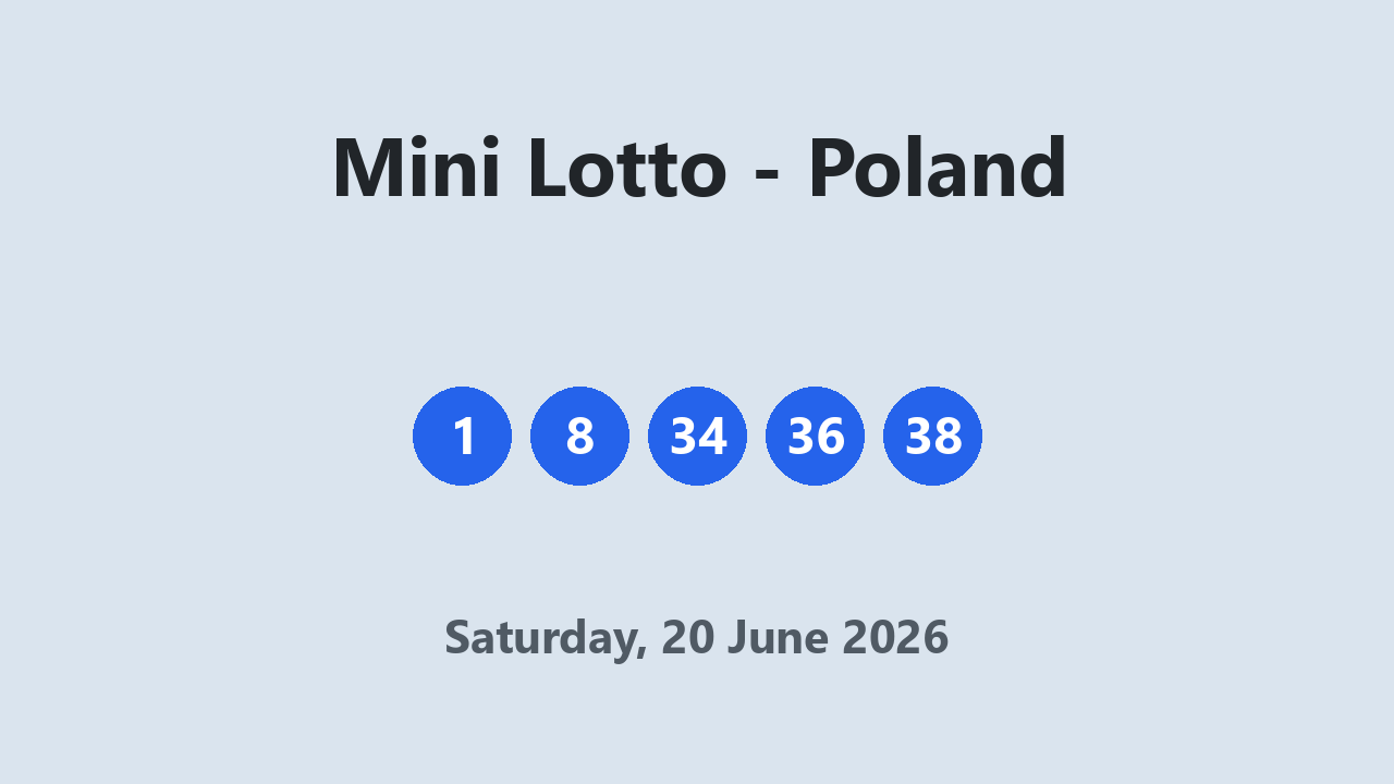 Mini Lotto results 20 June 2026