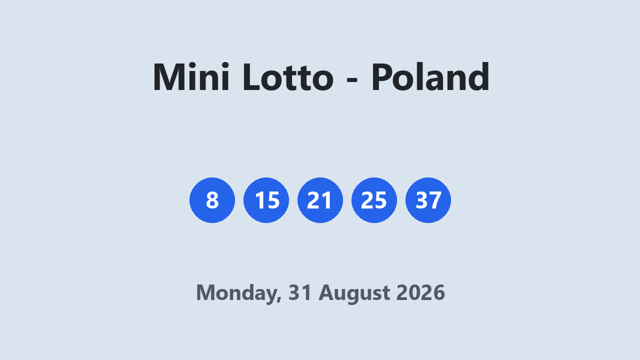Mini Lotto results 31 August 2026