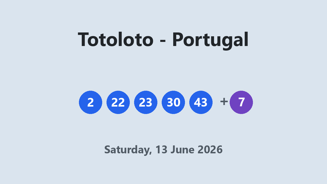 Totoloto results 13 June 2026