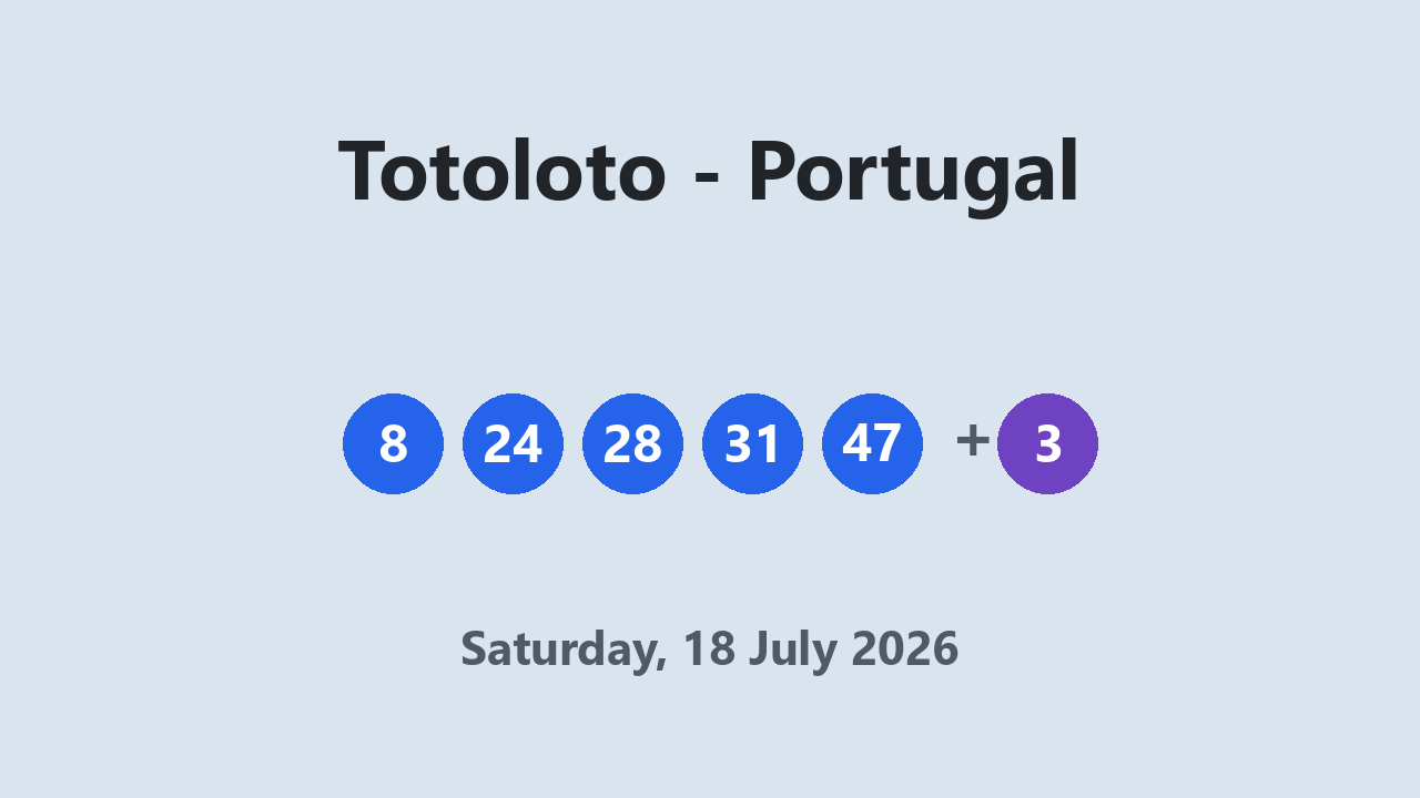 Totoloto results 18 July 2026