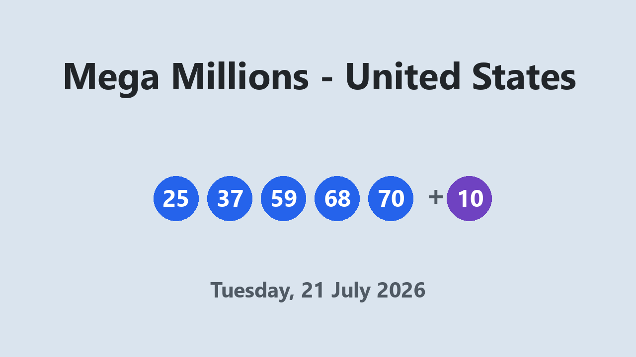 Mega Millions results 21 July 2026