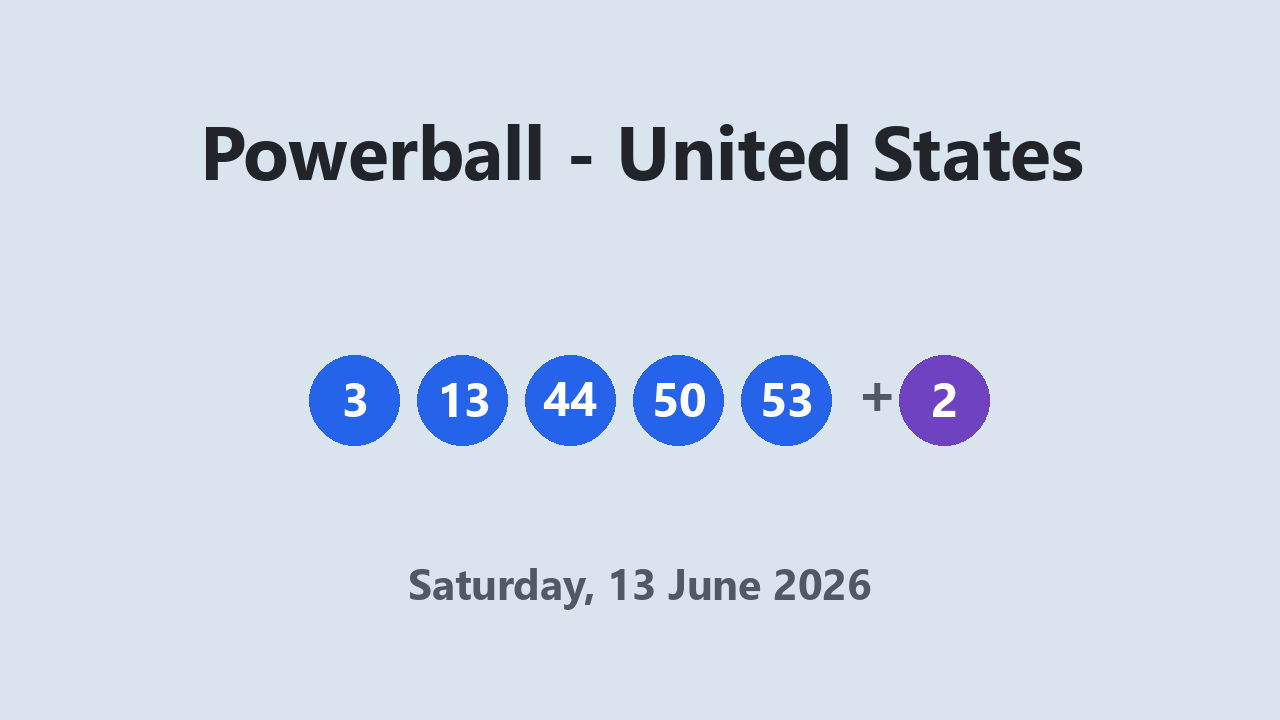 Powerball results 13 June 2026