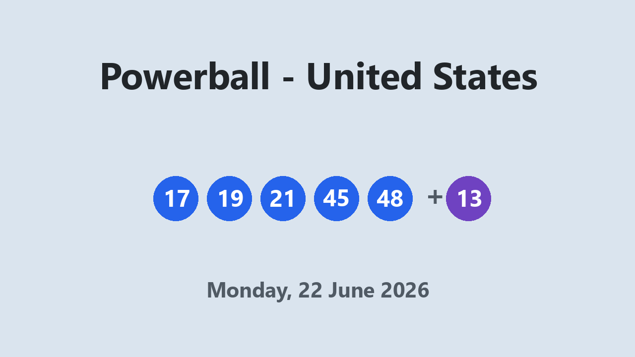 Powerball results 22 June 2026