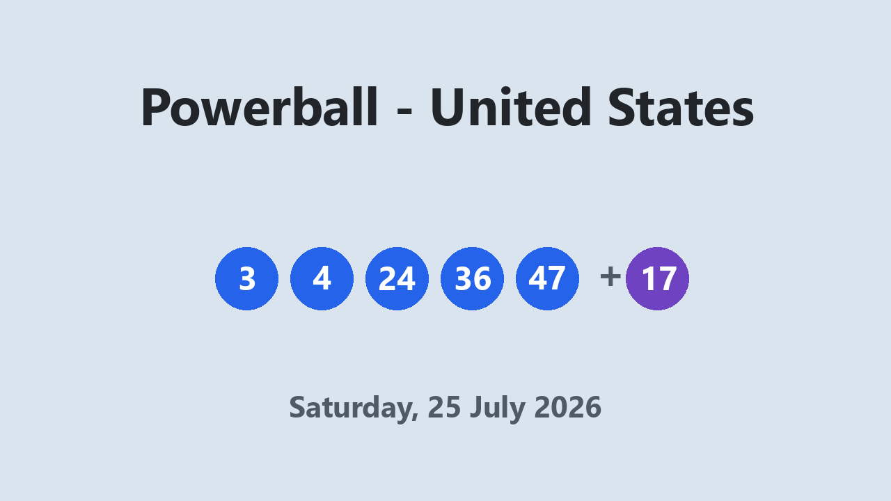 Powerball results 25 July 2026