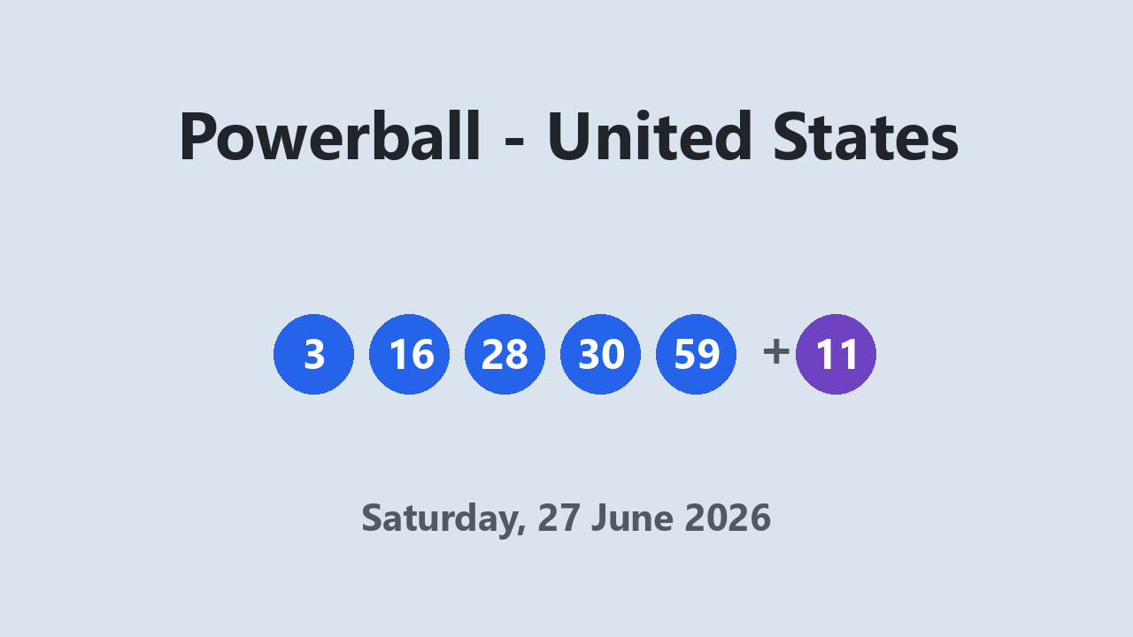Powerball results 27 June 2026
