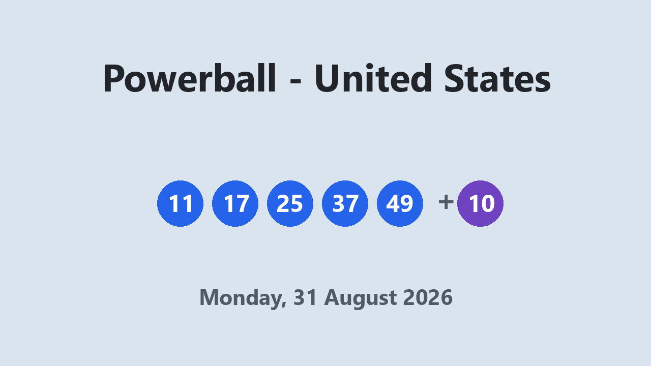 Powerball results 31 August 2026